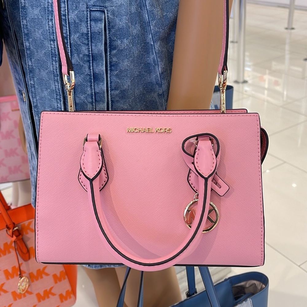 MICHAEL KORS
Sheila Small Faux Saffiano Leather Satchel Crossbody 
Carnation
NWT - Picture 4 of 16